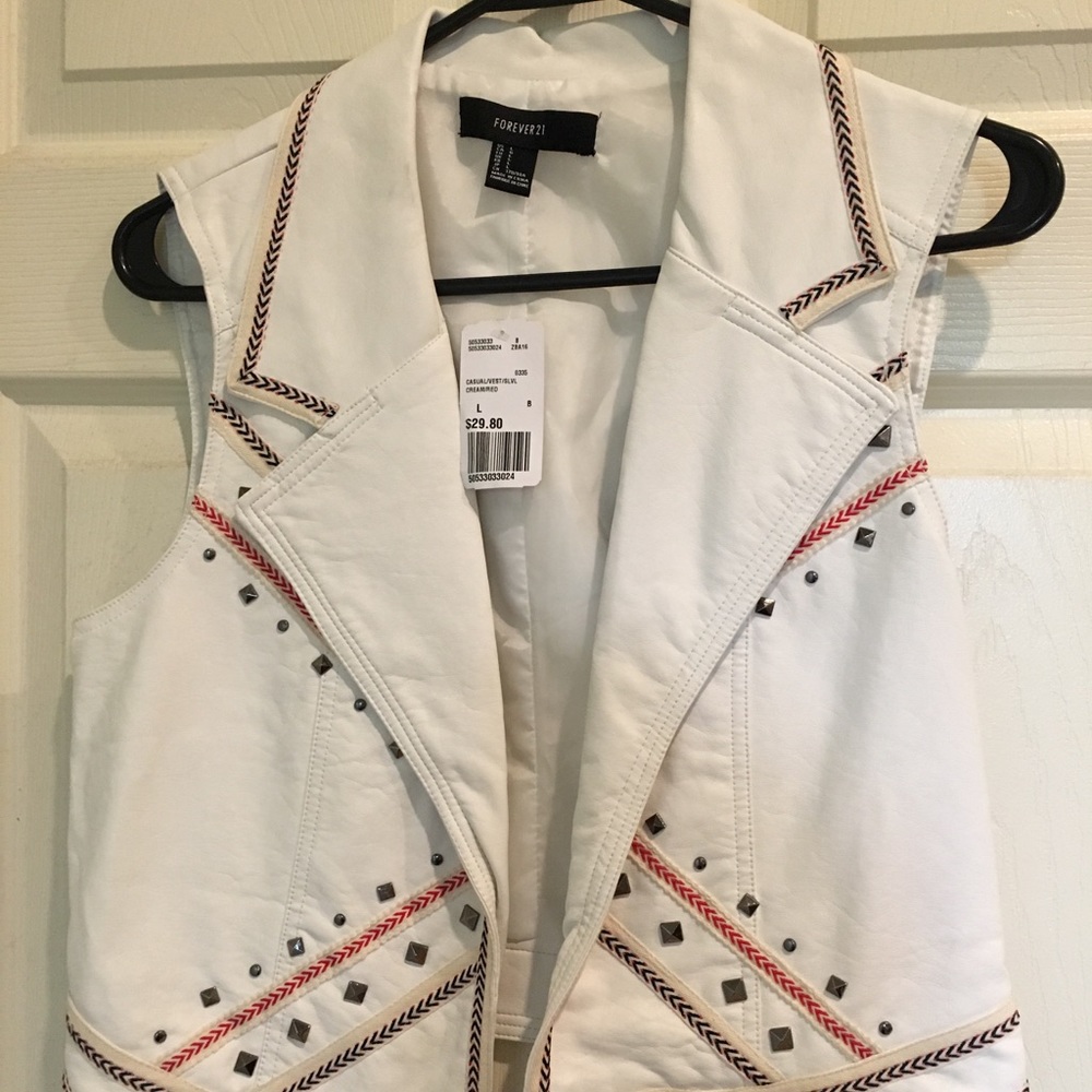 Forever 21 White faux leather sleeveless Vest